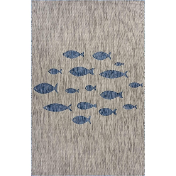 Palacedesigns 8 x 10 ft. Gray Coastal Indoor & Outdoor Area Rug - Gray - 8' x 10' PA3097259 - main
